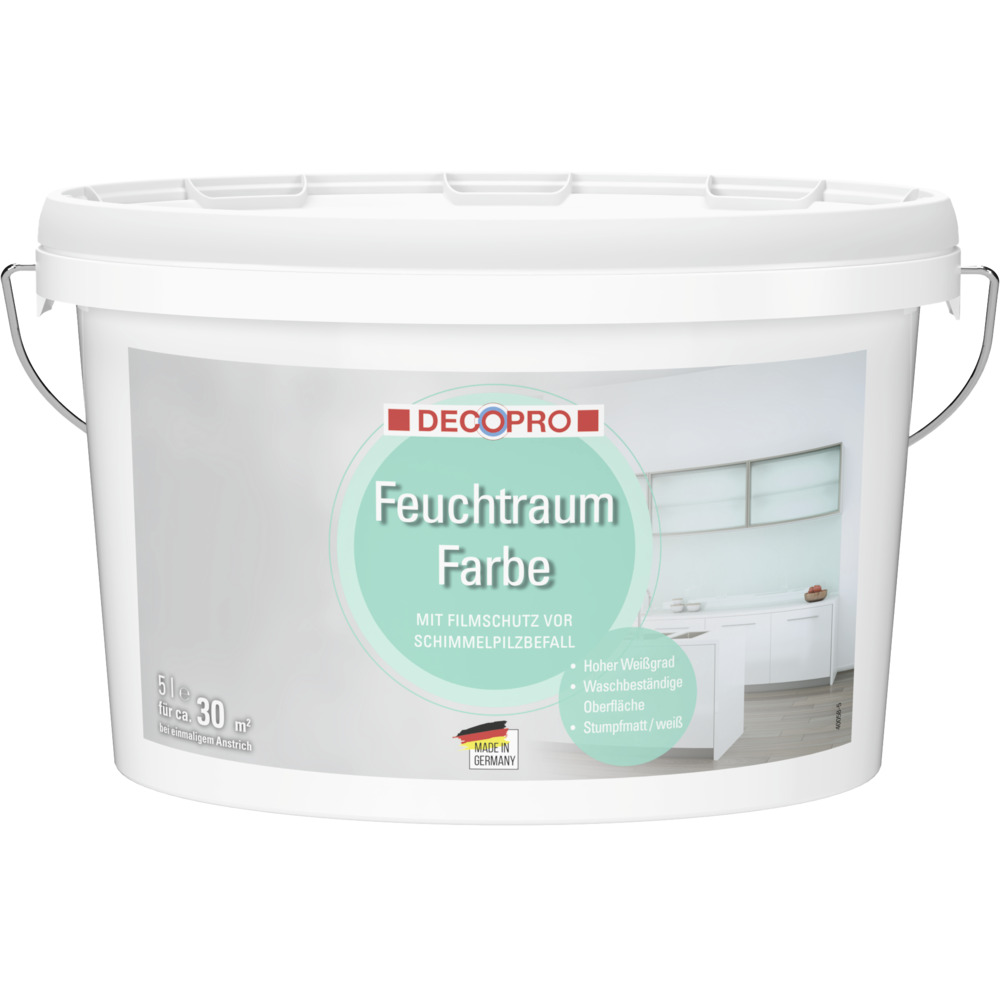 DECOPRO Feuchtraumfarbe 5 Liter weiß stumpfmatt