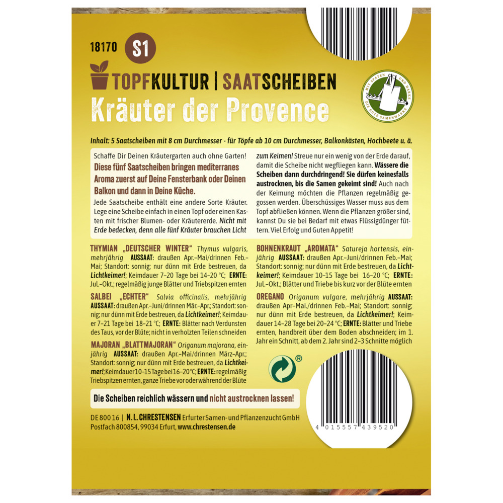 Saatscheiben Kräuter der Provence 5 Scheiben image number 1