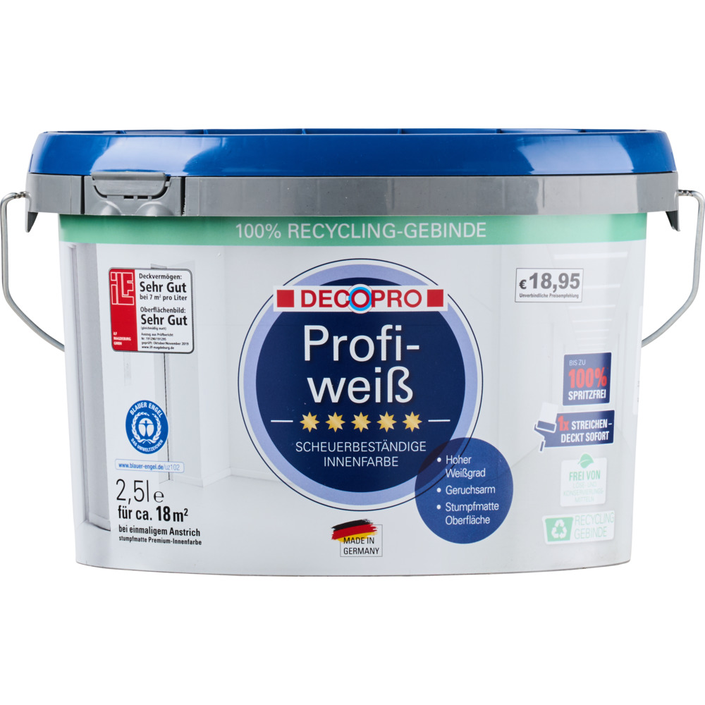 DECOPRO Profiweiß 2,5 Liter matt hochdeckend image number 1