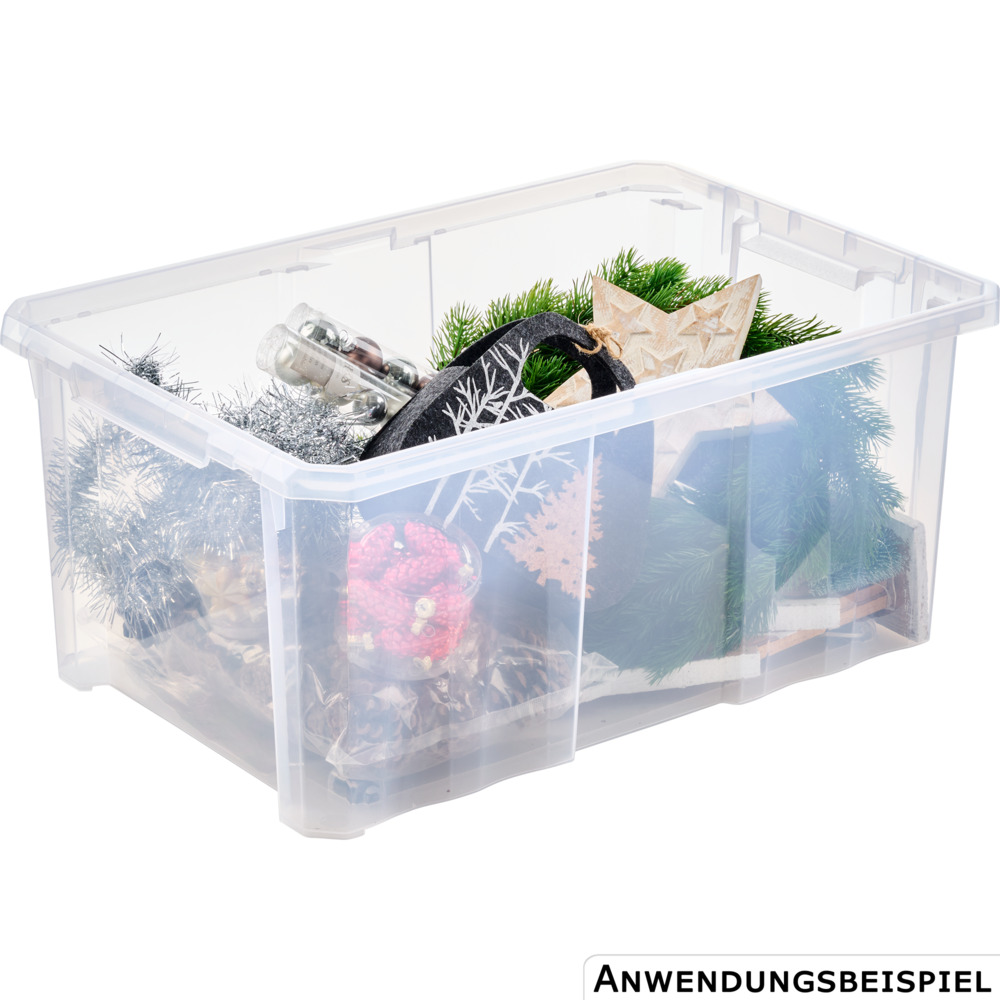 Stapelbox mit Rollen, 45 Liter, 60 x 40 x 26,5 cm, transparent image number 1
