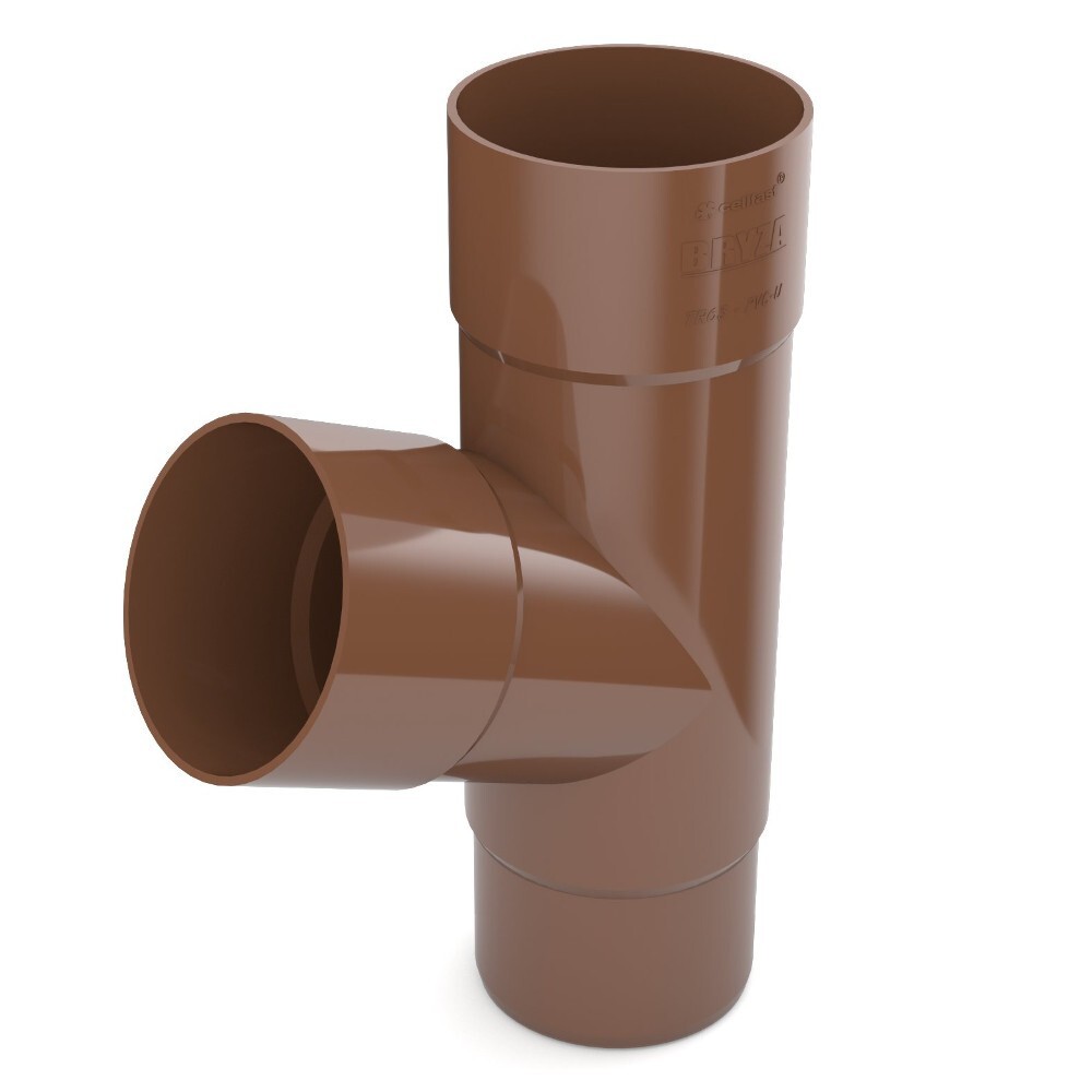 Fallrohr T-Stück 90 x 90 x 90 mm PVC braun image number 0