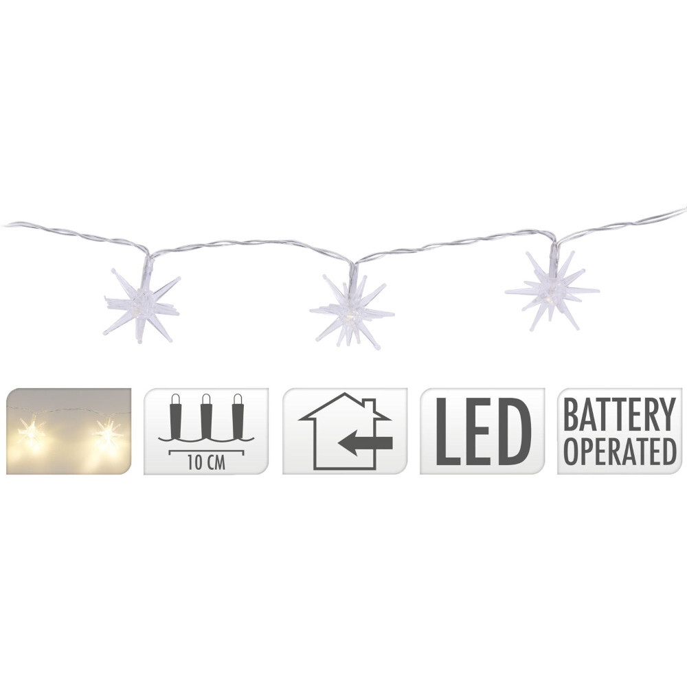 LED-Lichterkette mit 10 Sternen und 10 warmweißen LEDs
