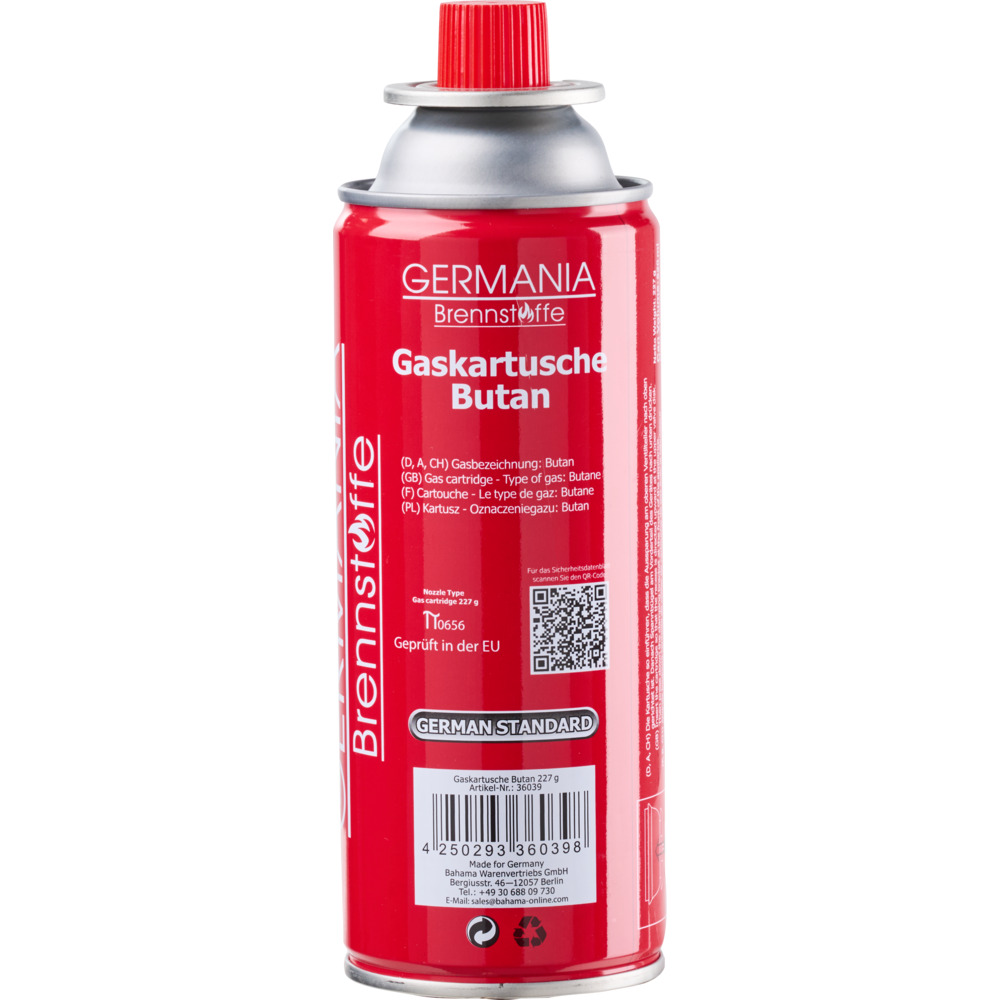 GERMANIA® Butan-Gaskartusche 227 g mit Bajonettverschluss