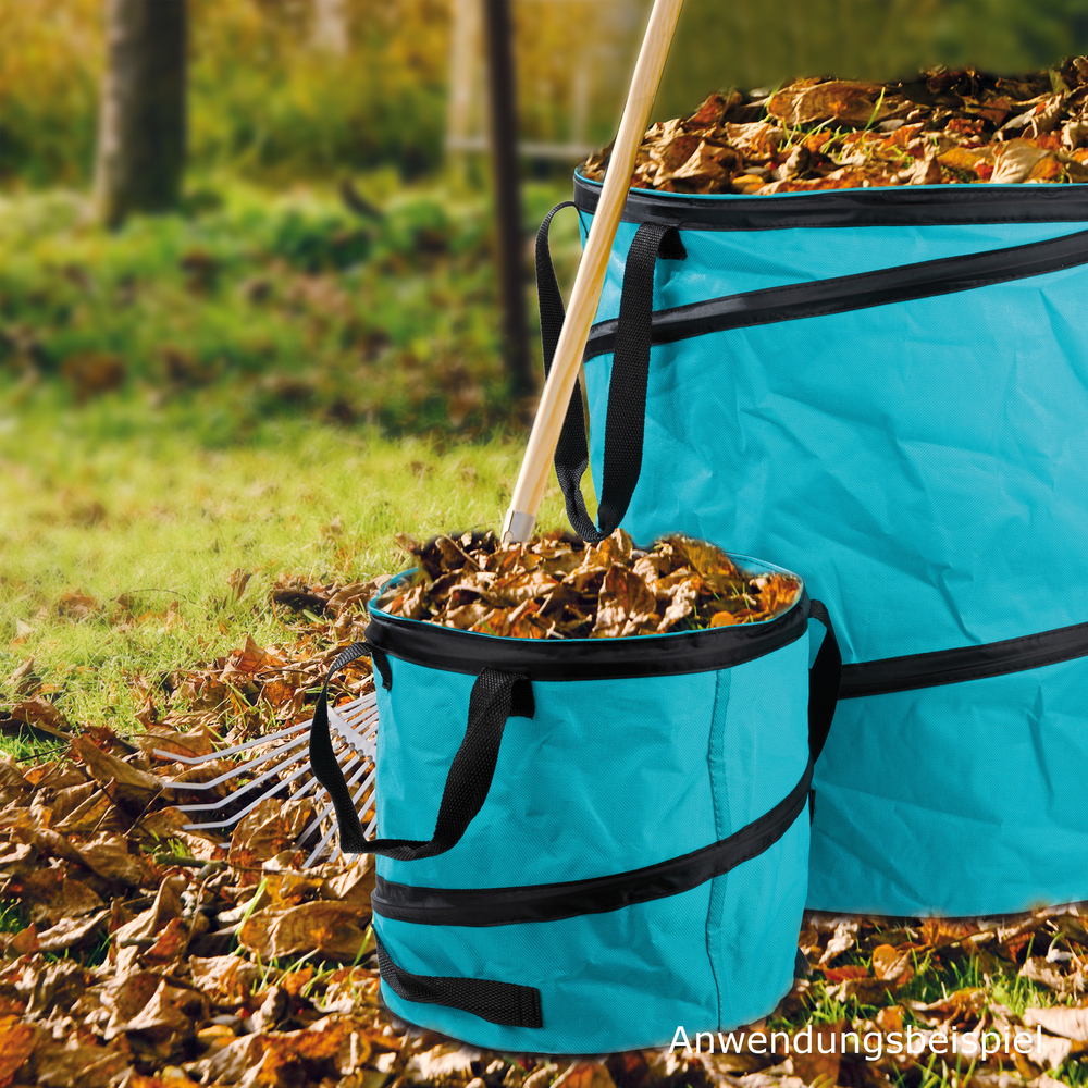 2er Set Garten-Laubsack Pop-up 15 & 85 Liter, t&uuml;rkis selbststehend image number 2