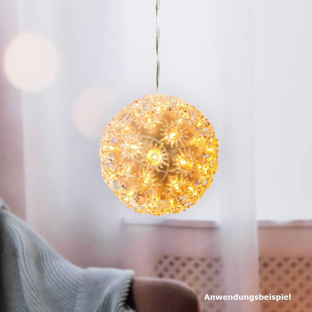 LED-Lichterkugel aufhängbar Ø 12cm aus Kunststoff mit 50 warmweißen LEDs image number 2