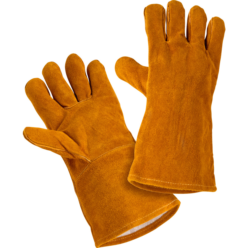 Grillhandschuhe aus Leder in Braun mit extra langem Schaft image number 1