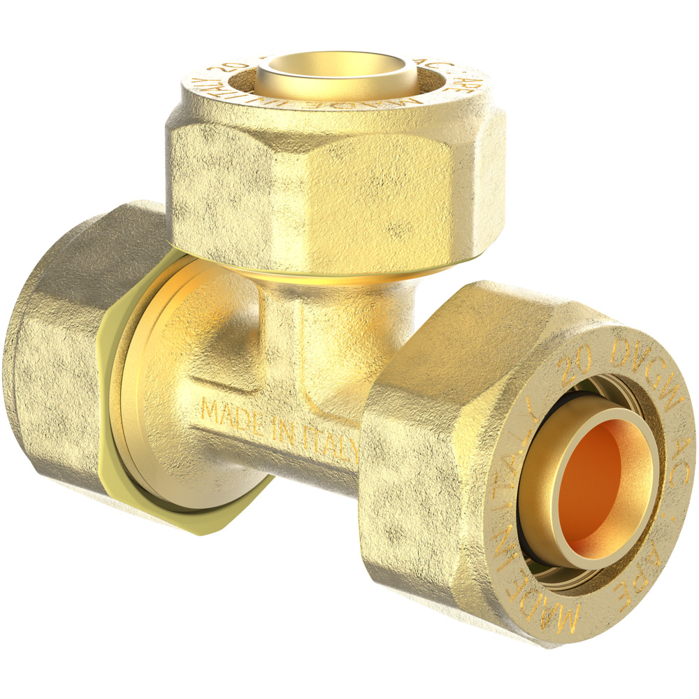 T-Stück reduziert Metallverbundrohr 20 x 20 x 20 x 2 mm vernickelt