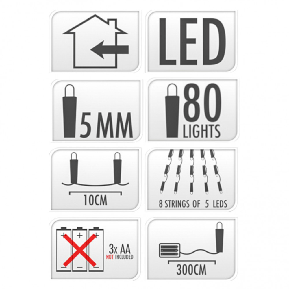 LED-Lichtervorhang 80 LED warmweiß aus Silberdraht batteriebetrieben image number 2