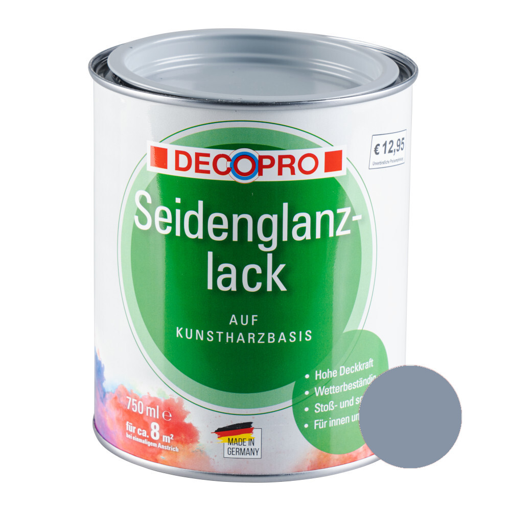 DECOPRO Seidenglanzlack silbergrau RAL 7001 für innen und außen image number 0
