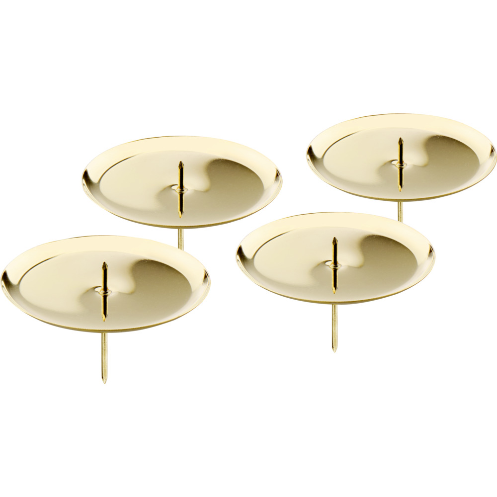 Kerzenhalter-Set 4 Stück je 8 cm aus Eisen tellerförmig in gold