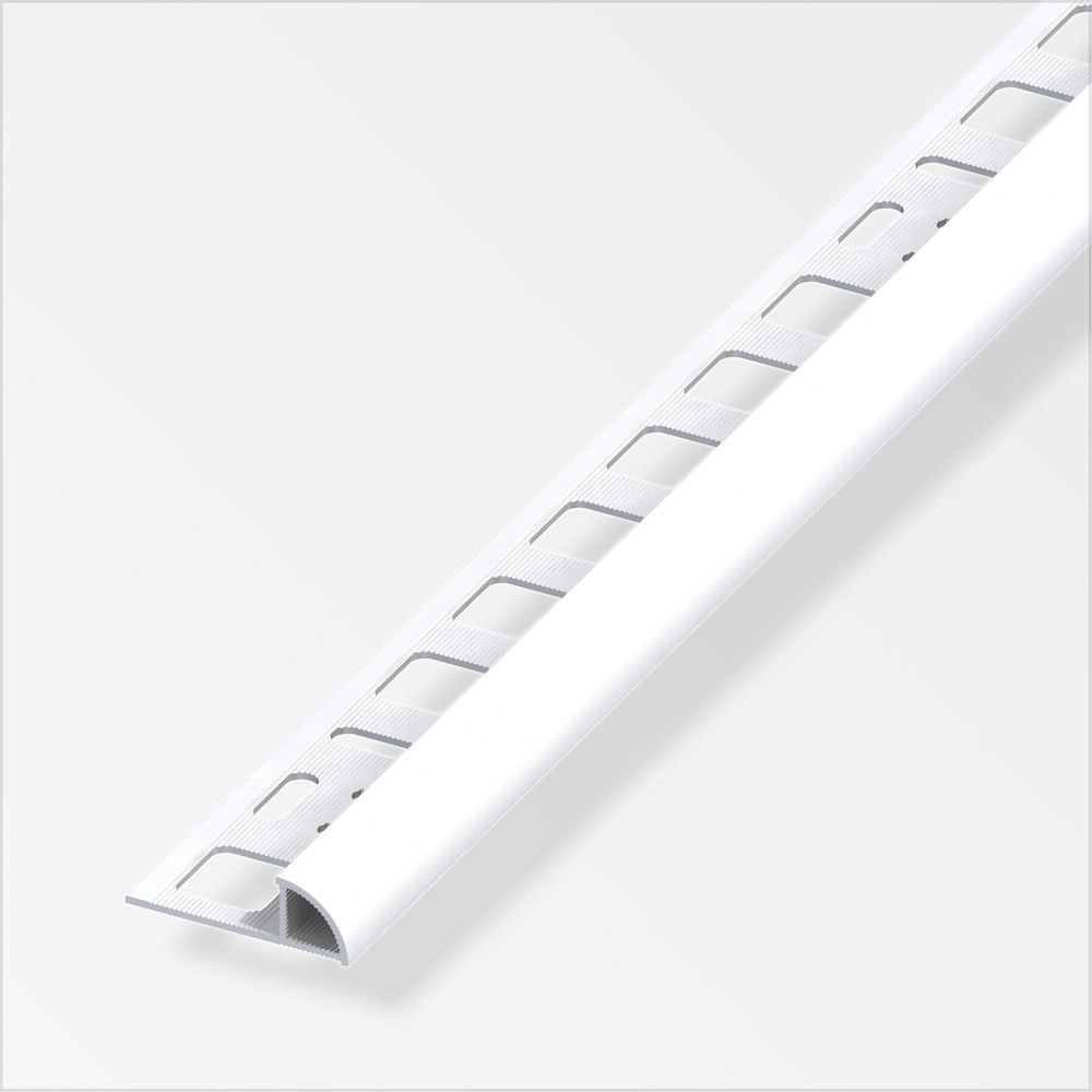 Fliesenprofil Viertelkreis PVC 2500 x 8 x 19,5 mm brillantwei&szlig;