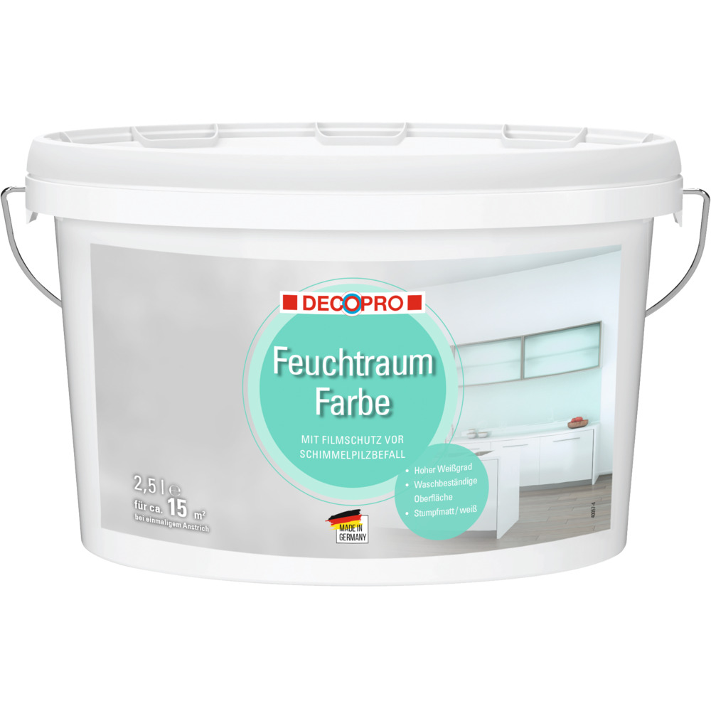 DECOPRO Feuchtraumfarbe 2,5 Liter weiß stumpfmatt