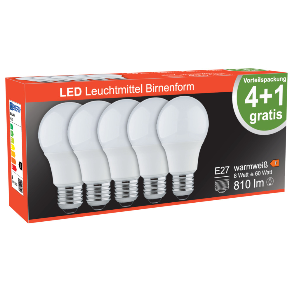LED-Birnenlampe 8 W 810lm, 5er Pack image number 1