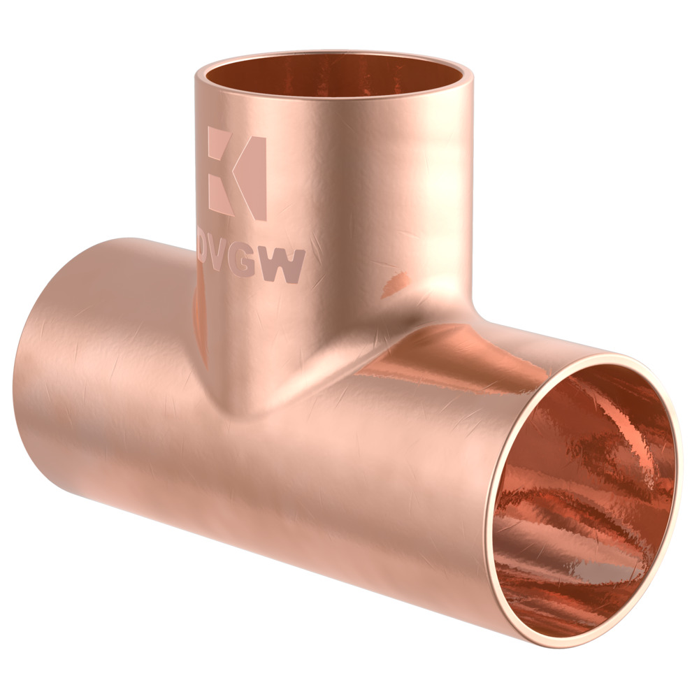 10 Stück Kupfer-Lötfitting T-Stück 22 mm im Vorratspack image number 1