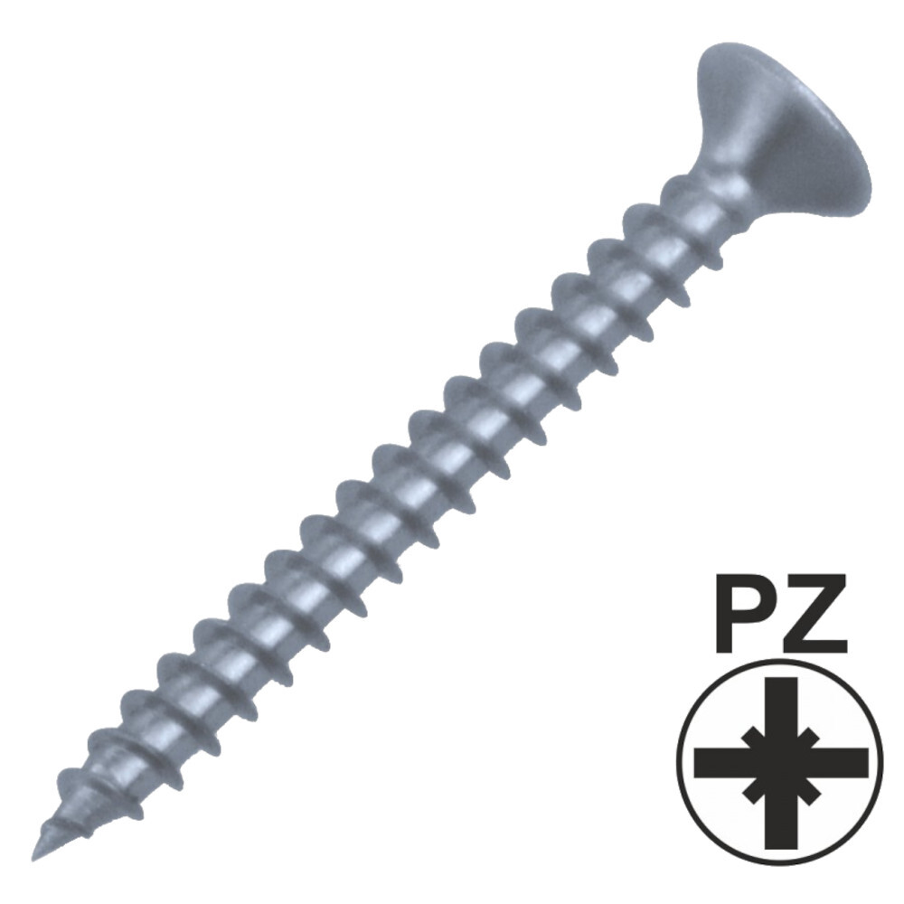 Spanplattenschraube 3,5 x 16 mm A2 PZ-Kreuzschlitz-Antrieb Senkkopf Vollgewinde image number 0