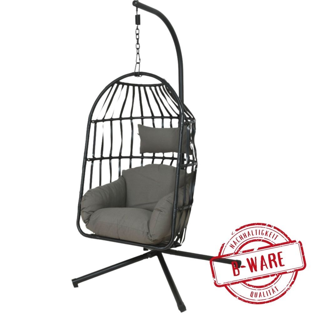 Nida H&auml;ngekorb Wicker schwarz &Oslash; 95 cm B-Ware