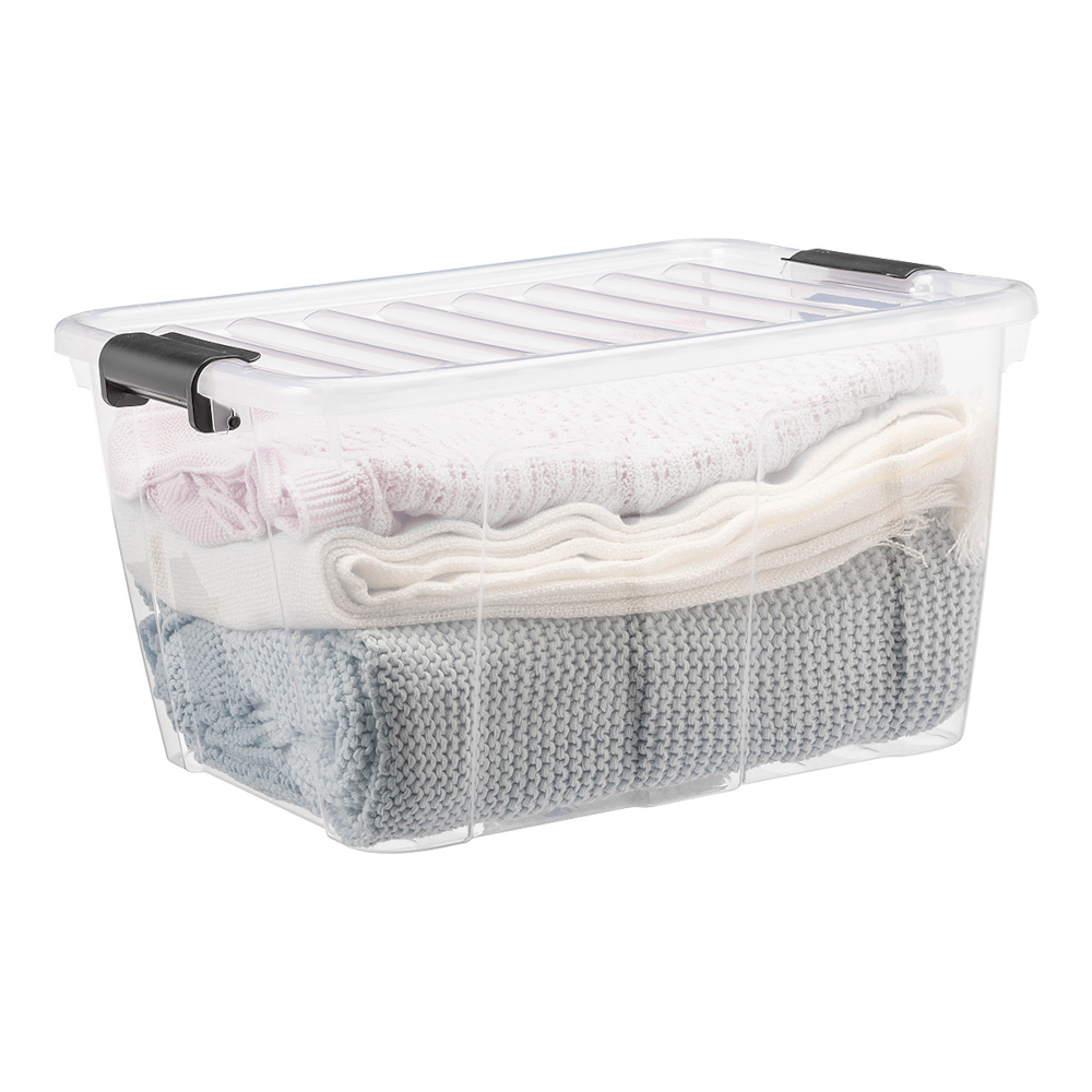 Aufbewahrungsbox 30 Liter mit Deckel, Grau-Transluzent image number 21
