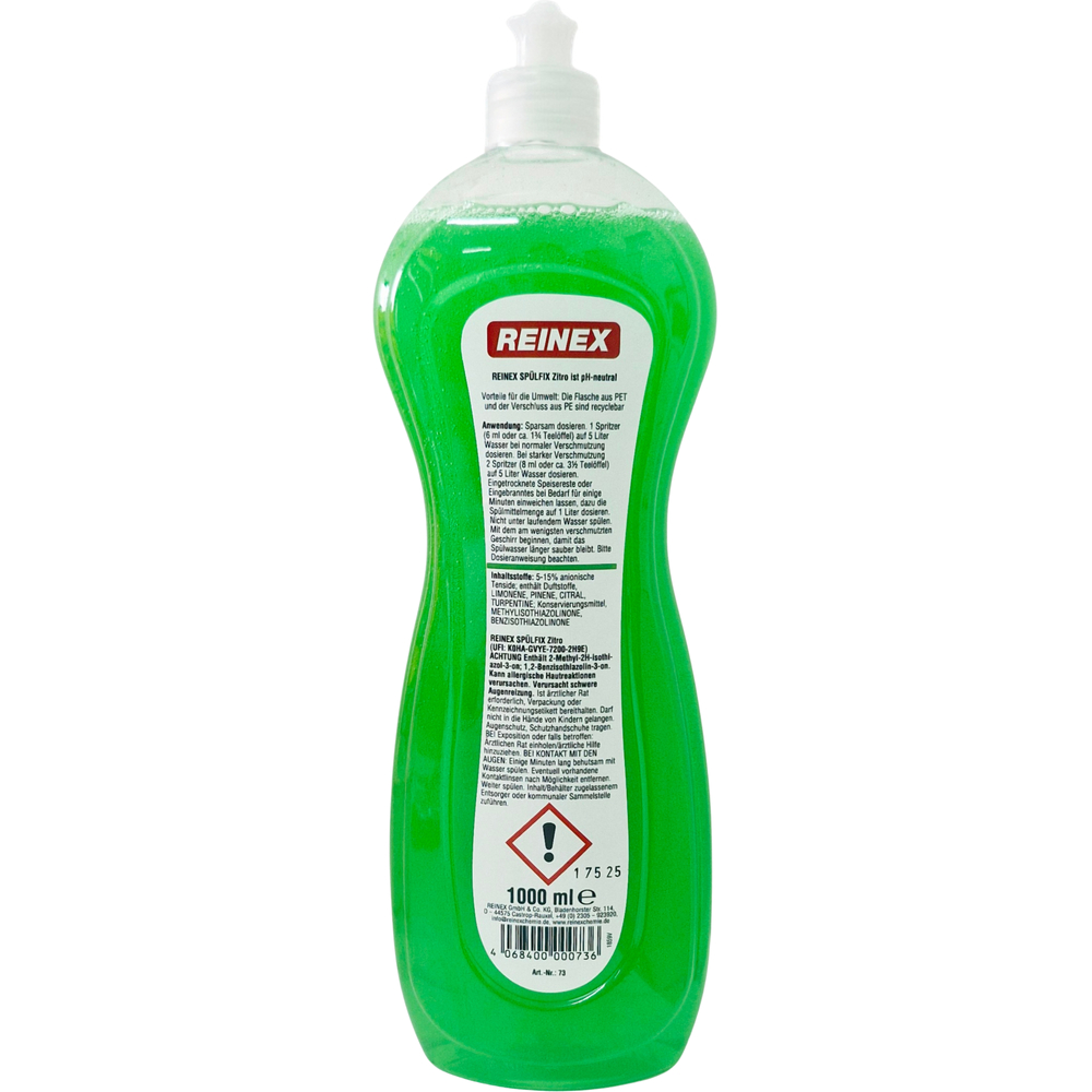 Reinex Handsp&uuml;lmittel-Konzentrat 1 Liter mit Zitronenduft image number 1