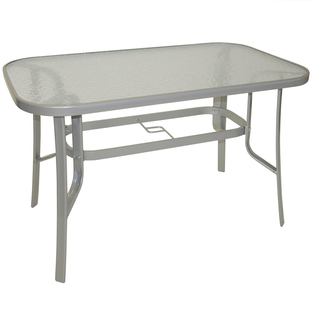 Gartentisch 70 x 120 x 73 cm, Stahl, Glasplatte, Silber image number 0