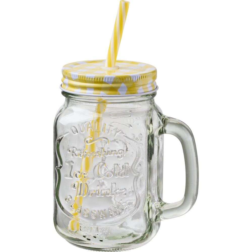 Trinkglas Dekoglas 480ml mit Deckel in verschiedenen Farben image number 3