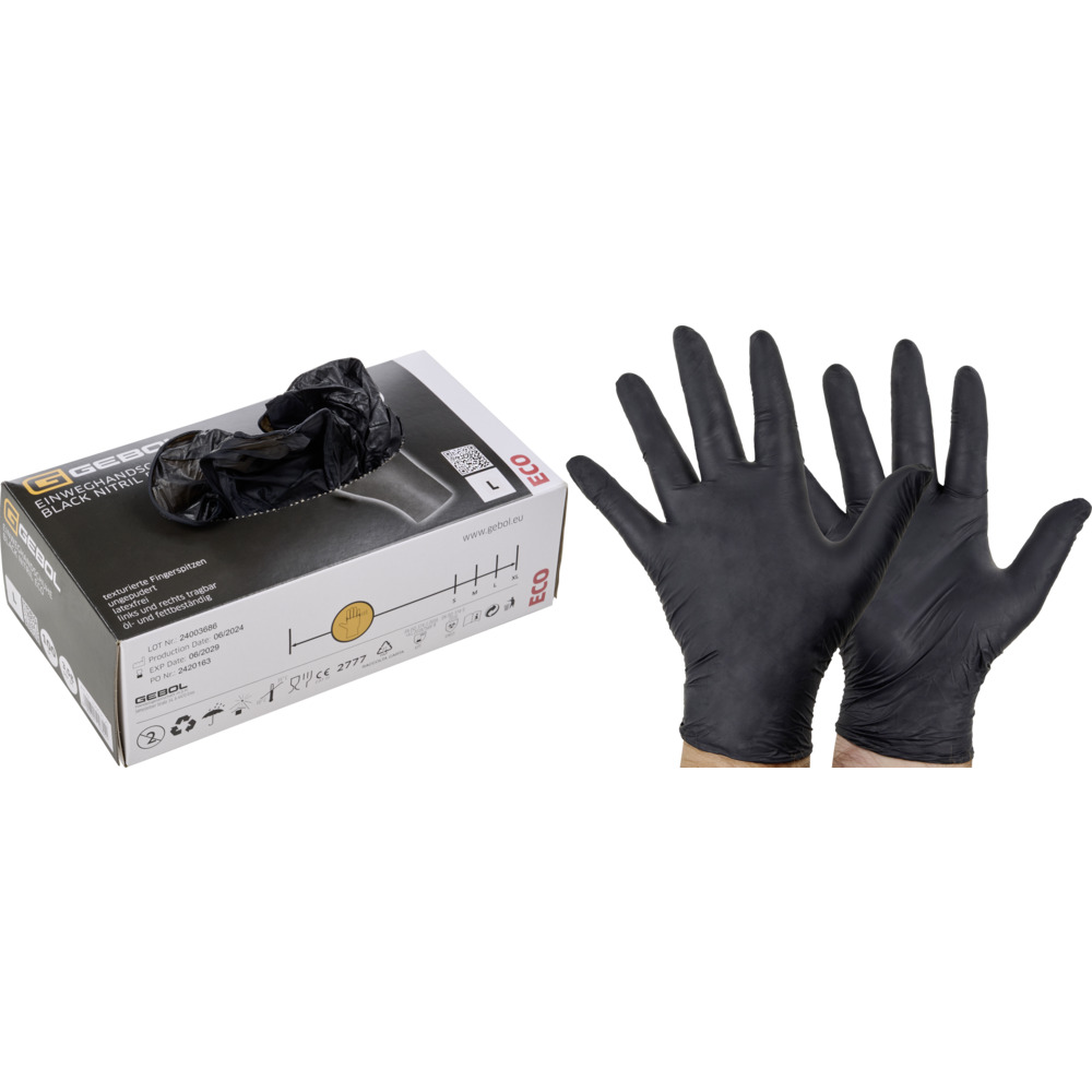 Einweghandschuhe Nitril Gr. 9 / L, 100 Stück schwarz