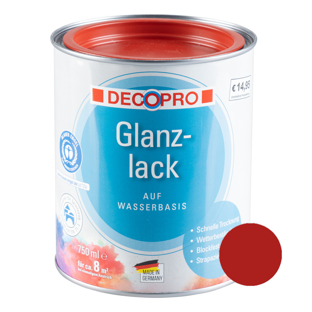 DECOPRO Acryl Glanzlack feuerrot RAL 3000 für innen und außen image number 0