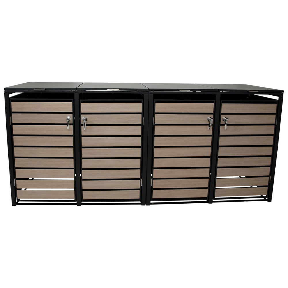Mülltonnenbox 4er je 240 L in Holzoptik