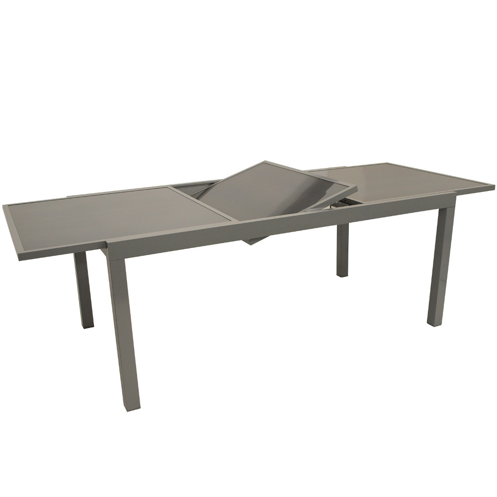 Gartentisch ausziehbar, 180/2400 x 90 x 74 cm, Aluminium, Glasplatte, Grau image number 0