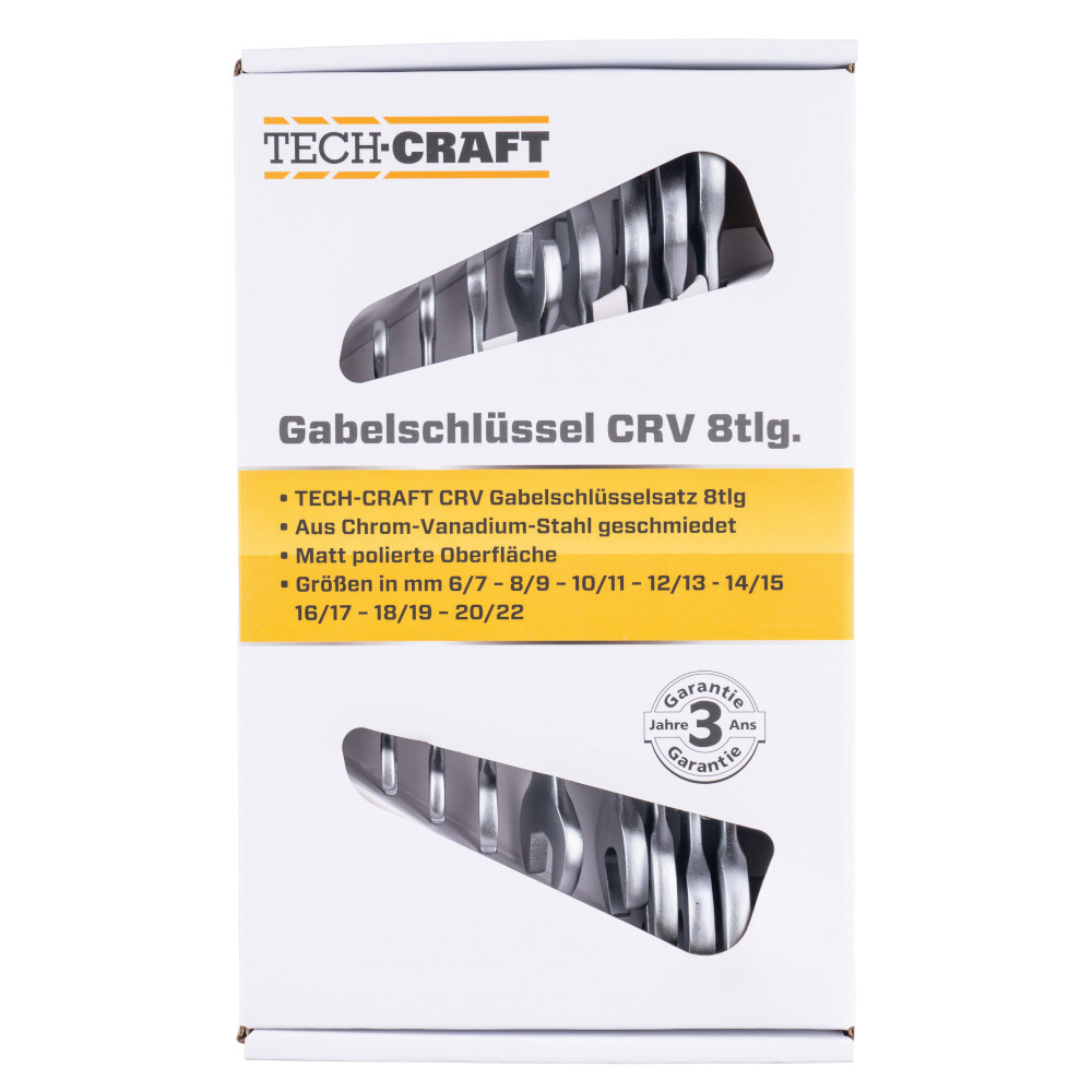 Doppel-Gabelschlüssel Set 8-teilig aus CV-Stahl
