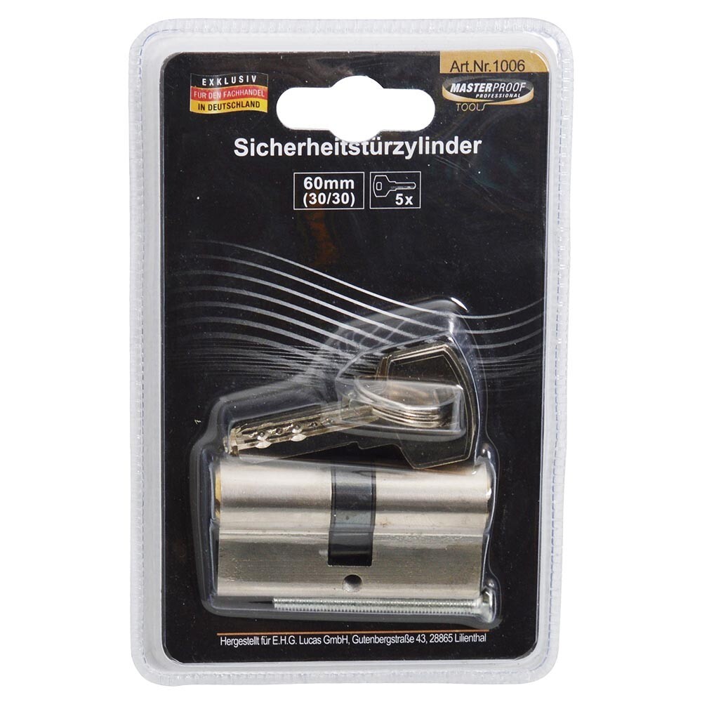 Schließzylinder Profilzylinder 60 mm, 30/30 mit 5 Schlüsseln image number 0