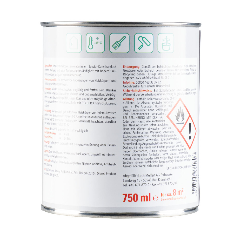 DECOPRO Heizkörperlack 750 ml weiß hochglänzend image number 1