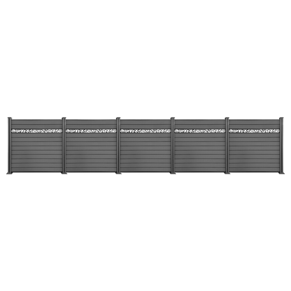 WPC-Sichtschutzzaun "Valla" Komplettset mit Dekorleisten ca. 910 x 190 cm
