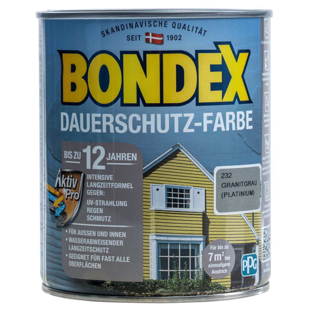 BONDEX Dauerschutz-Farbe Granitgrau 750 ml image number 0