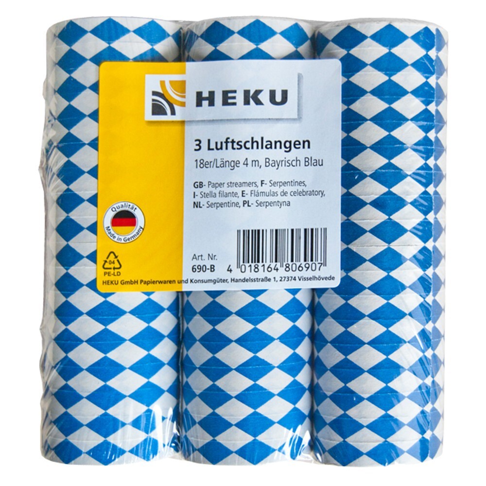 Luftschlangen 3 x 18er in Bayrisch Blau image number 0