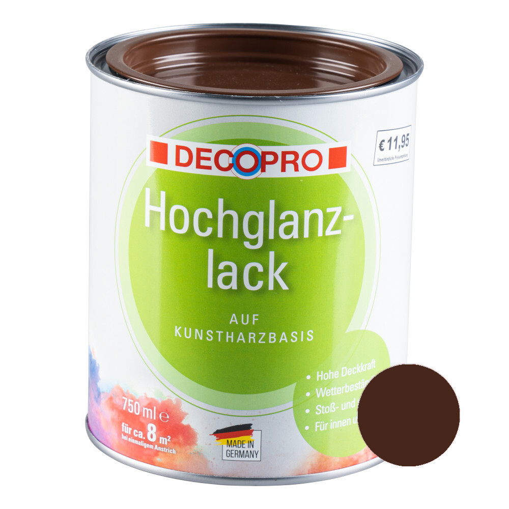 DECOPRO Hochglanzlack nussbraun RAL 8011 für innen und außen image number 0
