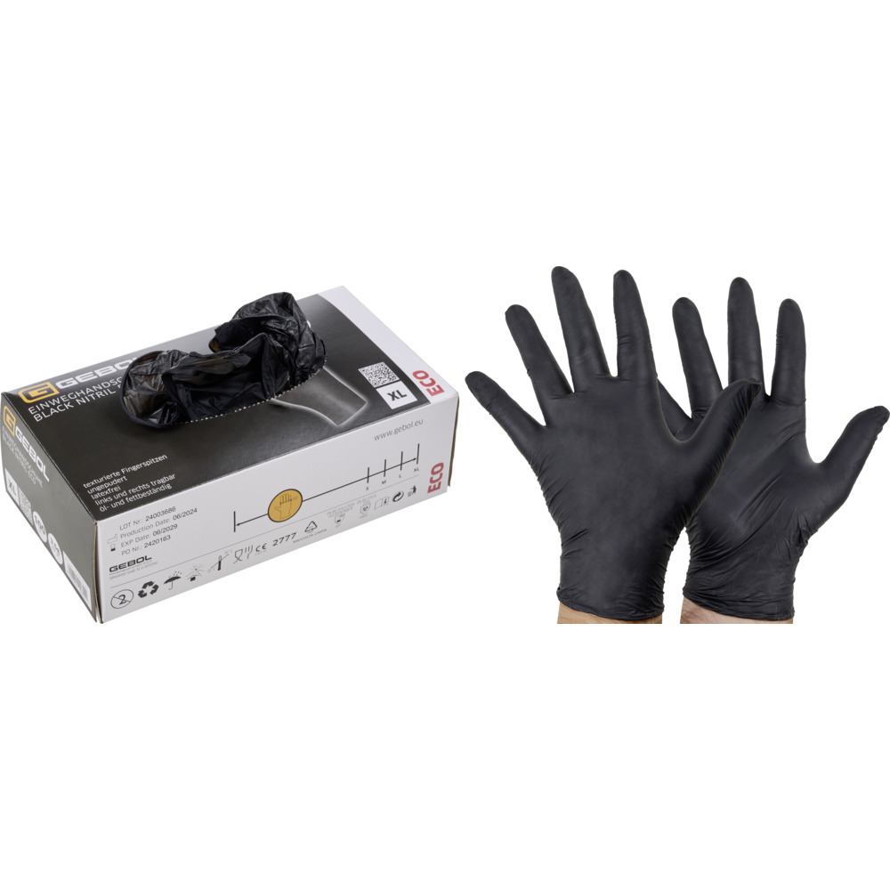 Einweghandschuhe Nitril Gr. 10 / XL, 100 Stück schwarz image number 1