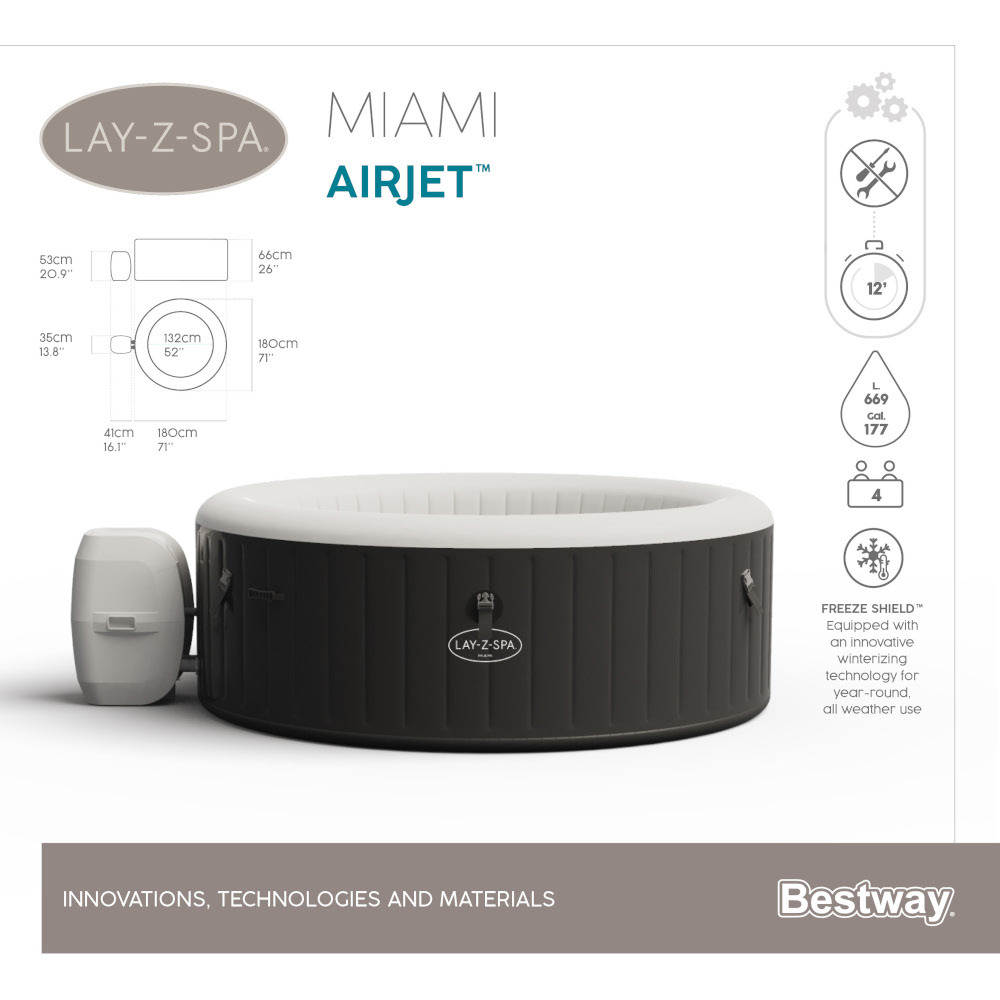 Whirlpool LAY-Z-SPA Bahamas AirJet rund 180 x 66 cm image number 11