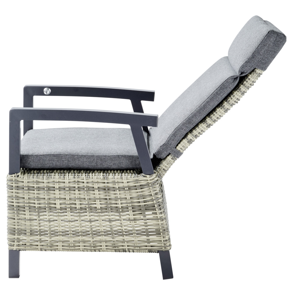 Gartensessel Polyrattan/Alu verstellbar gepolstert grau-meliert image number 4