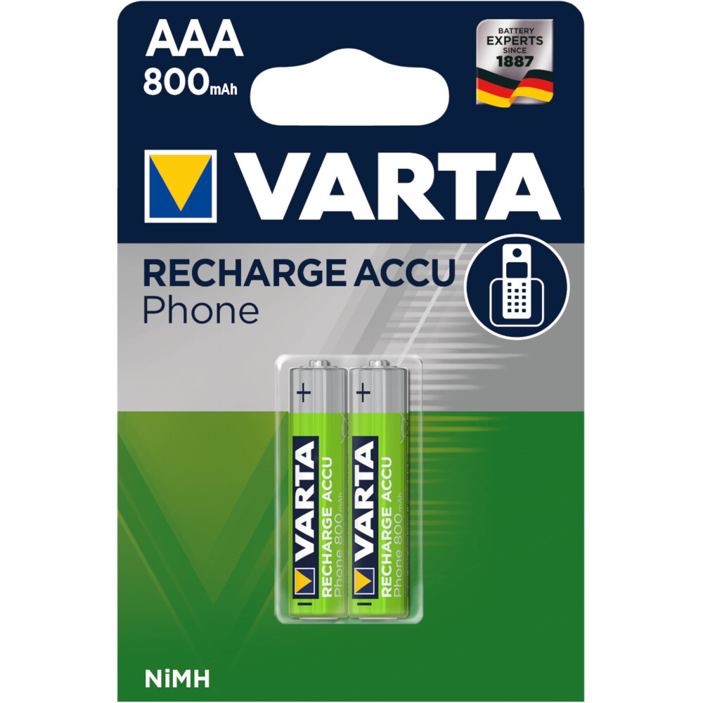 Varta Ni-MH Batterien Akku Phone AAA 2 Stück wiederaufladbar