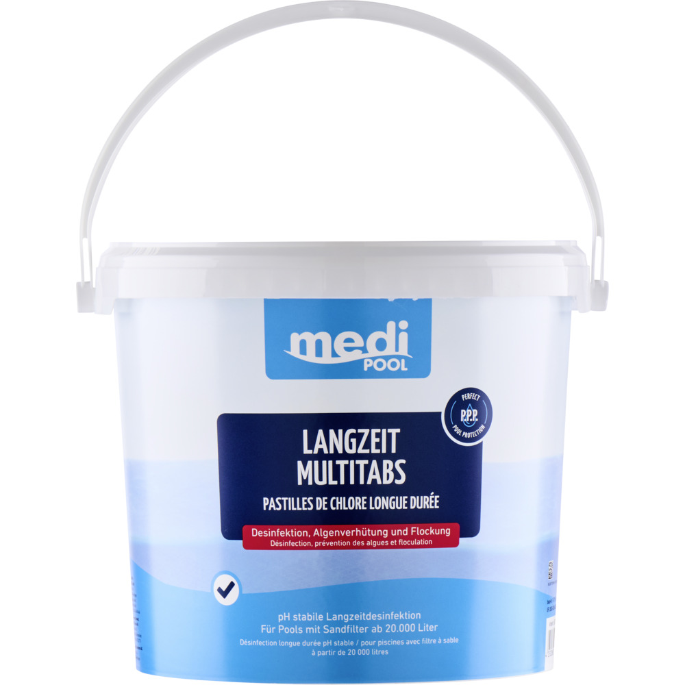 mediPool Langzeit Multi-Tabs 200g in 5kg Eimer zur Poolreinigung image number 1