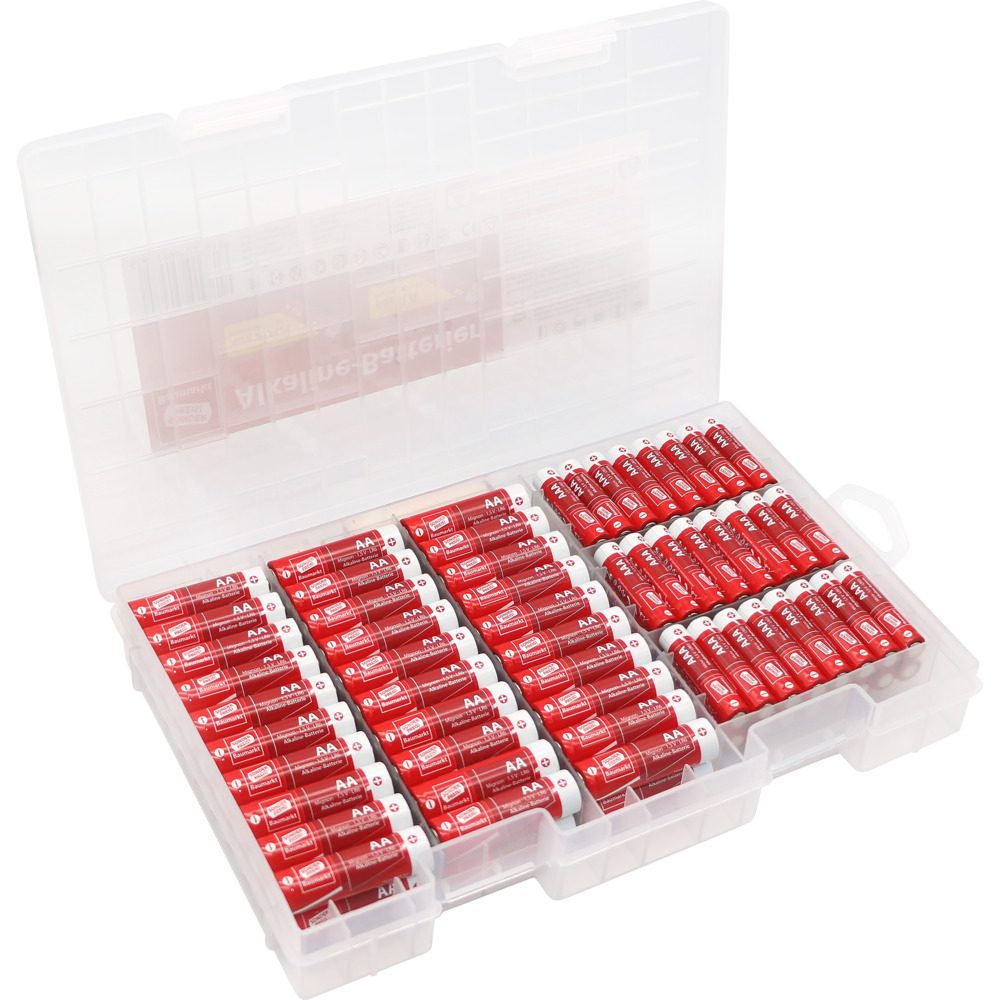 Alkaline-Batterien AA LR06 + AAA LR03 100 St&uuml;ck mit Aufbewahrungsbox image number 3