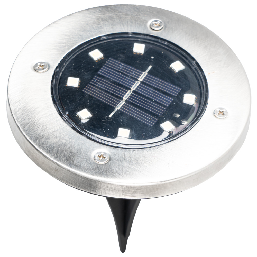 LED-Solarbodenleuchte rund mit Erdspieß