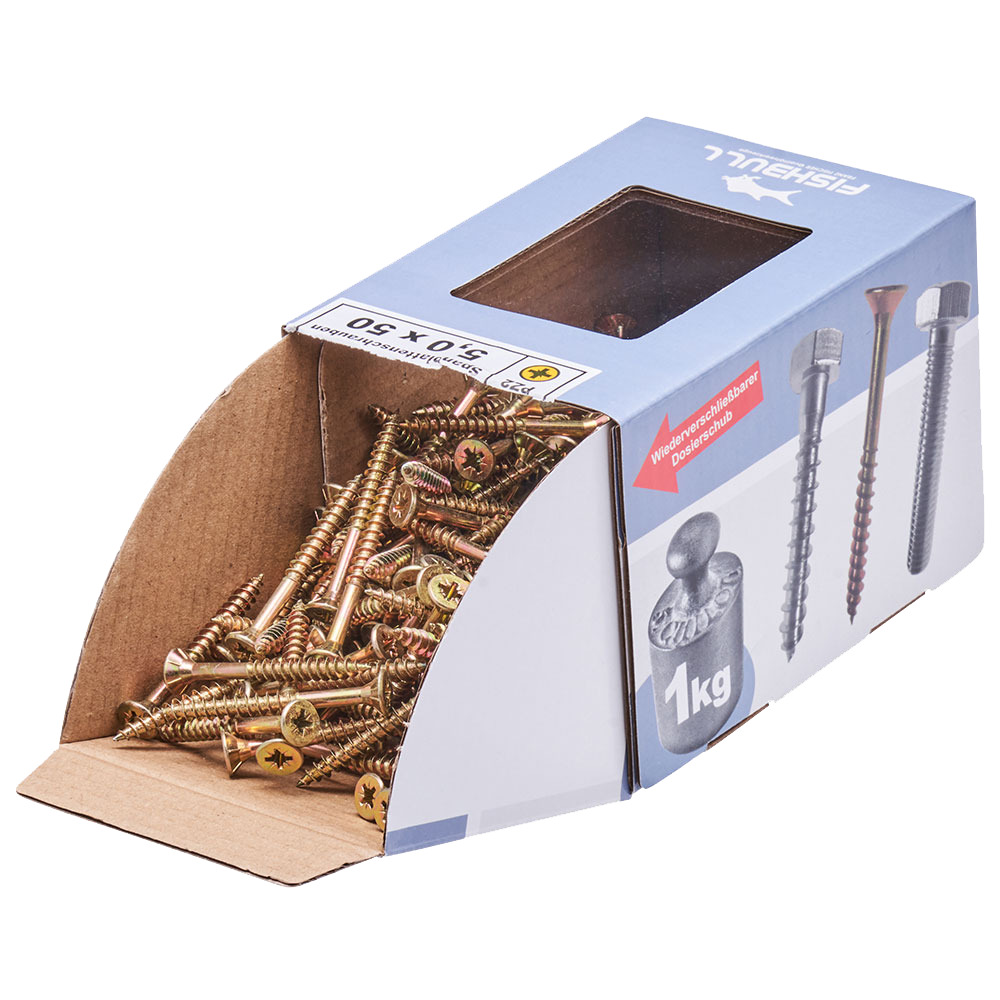 Spanplattenschraube 5,0 x 50  mm PZ 1kg FISHBULL-Pack Senkkopf Teilgewinde Kreuzschlitz image number 3