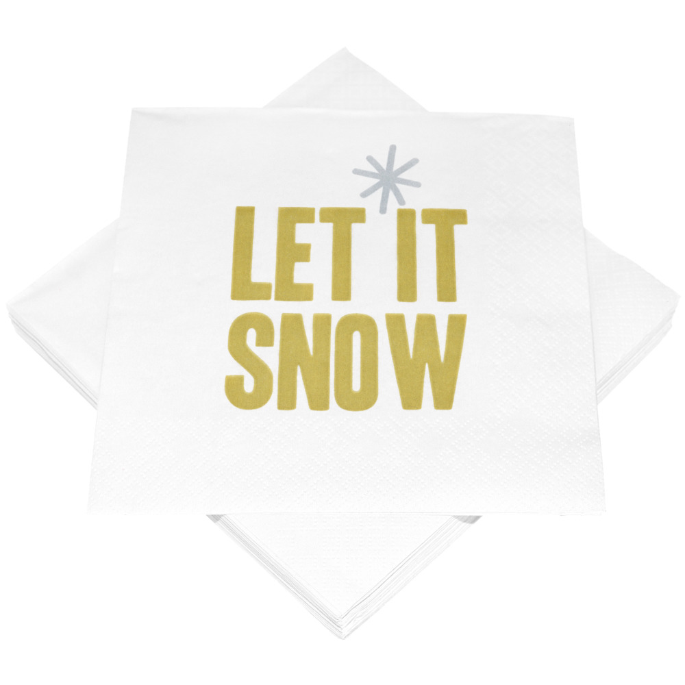 Servietten mit Motiv Let it snow-Schriftzug 20 Stück