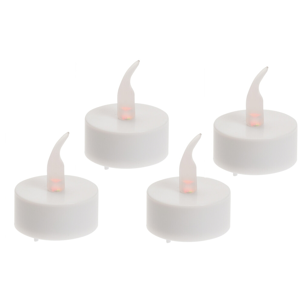 LED-Teelichter 4er Set weiß mit Flackereffekt