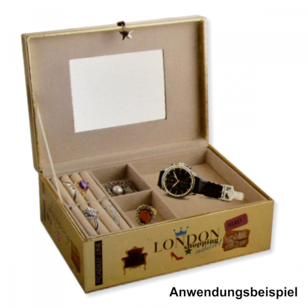 Schmuckkoffer  23 x 16,5 x 9 cm aus Kunstleder in Gold image number 0