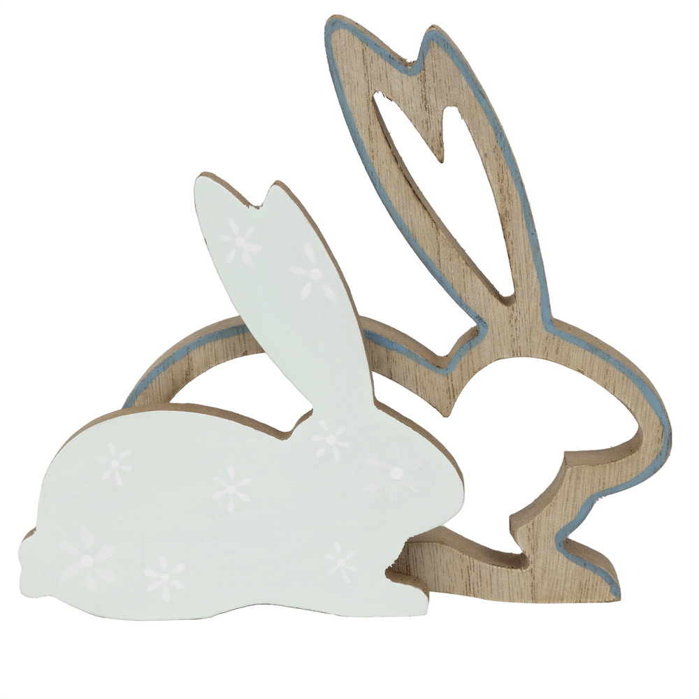 Deko-Osterhase aus Holz 2-teilig