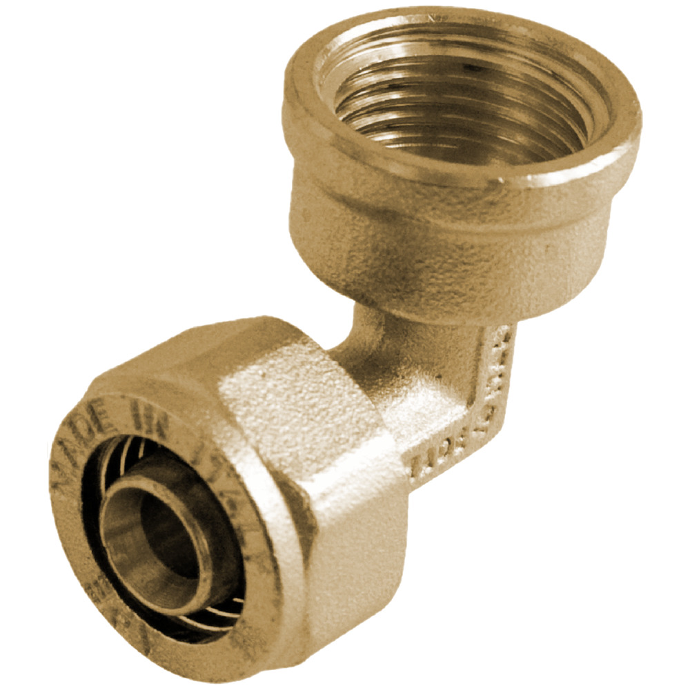Winkel 90° für Metallverbundrohr 16 x 2 mm x ½'' Innengewinde vernickelt