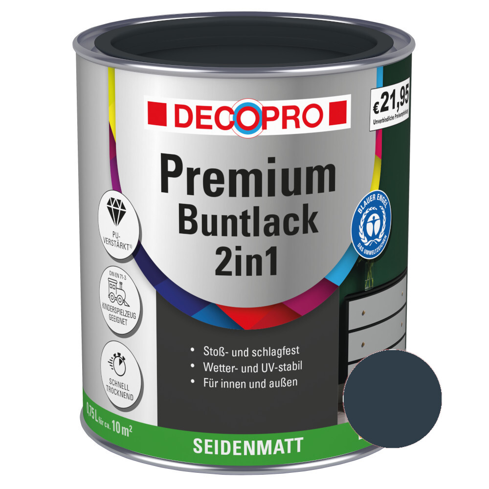DECOPRO Premium 2in1 Buntlack 750 ml anthrazitgrau, seidenmatt RAL 7016 image number 0