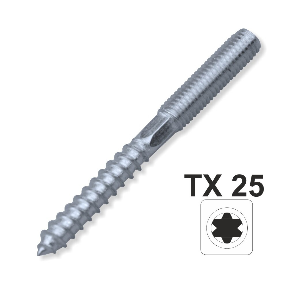 Stockschraube 8 x 80 mm TX Innensechsrund galvanisch verzinkt 6-kant Schlüsselfläche